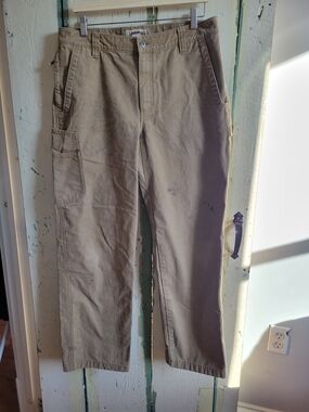 Vintage L.L. Bean Tan Cargo Work Pants Nor'Easter Cotton Katahdin Iron Works